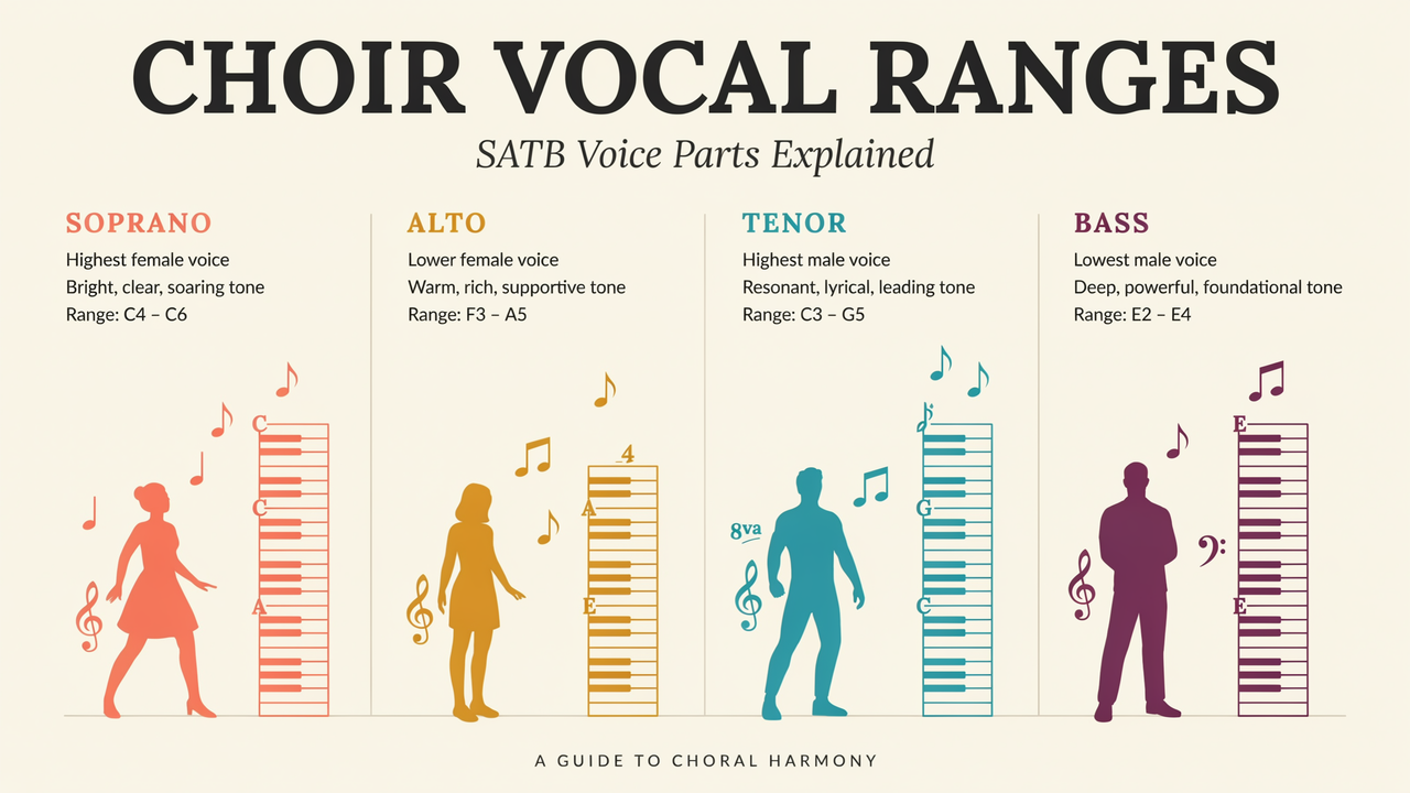 Choir Vocal Ranges: SATB Voice Parts Explained [Chart]